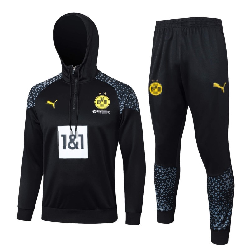 Sudadera de Entrenamiento de Borussia Dortmund 2024/2025 Con Capucha Kit Negro/Amarillo con Estampado